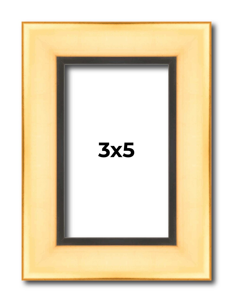 3x5 Simple Gold Picture Frame - UV Acrylic, Foam Board Backing, Hanging Hardware